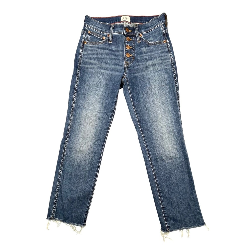 J.Crew Blue 9in Re-Imagined Vintage Straight Button Fly Jeans Women 24P